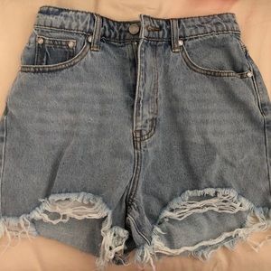 Missguided High-waisted Distressed Denim Shorts